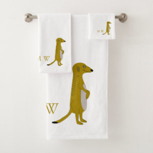 Meercat Design Monogrammed Bath Towel Set