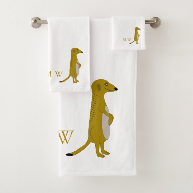 Meercat Design Monogrammed Bath Towel Set (Insitu)