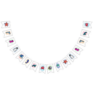 Meerestiere Party Deko Bunting Flags