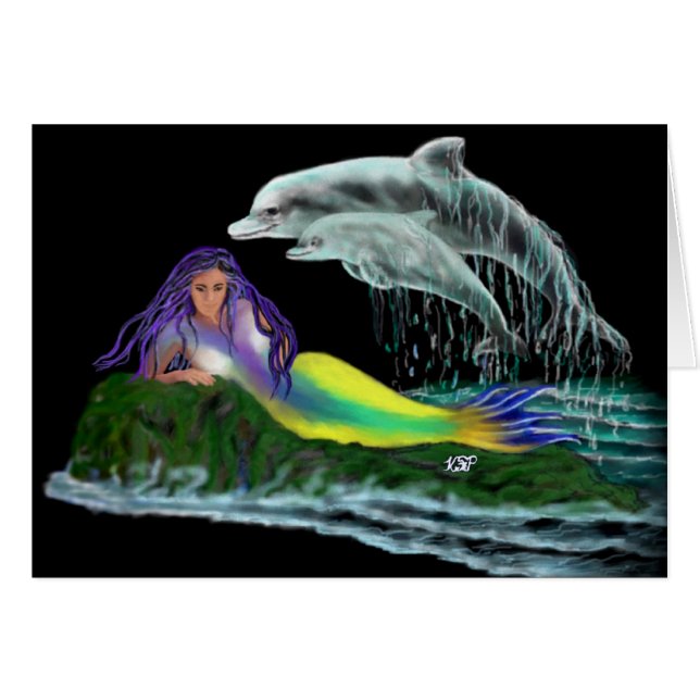 Meerjungfrau mit Delfinen (Front Horizontal)