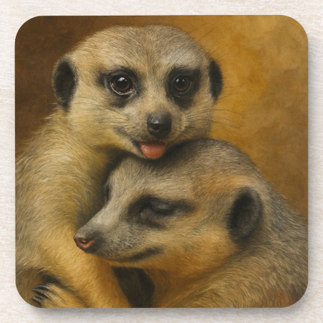 Meerkat Affection Coaster (Front)
