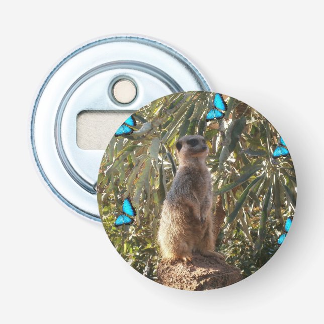 Meerkat And Blue Butterflies, Bottle Opener (Front)