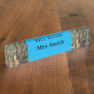 Meerkat And Blue Butterflies, Nameplate