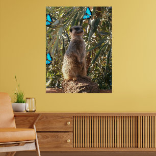 Meerkat And Blue Butterflies, Poster
