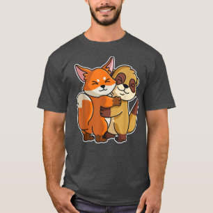 Meerkat and Fo Cute Animals for Women Animal Huggi T-Shirt