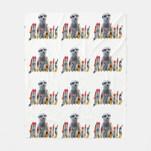 Meerkat And Logo, Medium White Fleece Blanket
