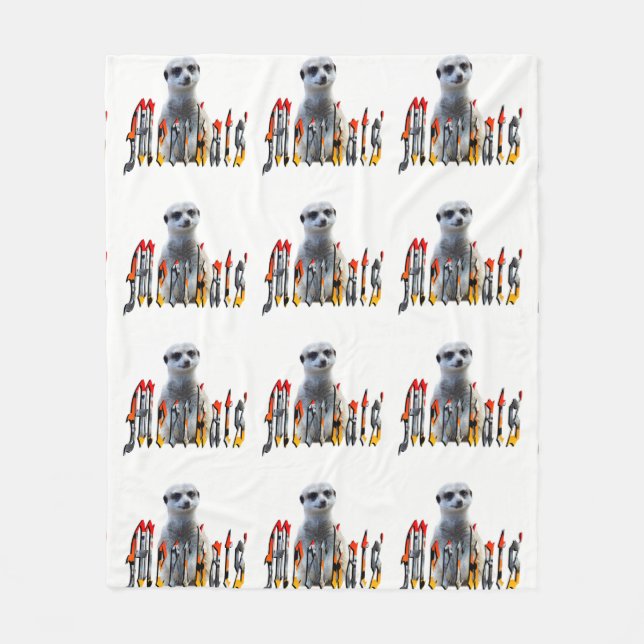 Meerkat And Logo, Medium White Fleece Blanket (Front)