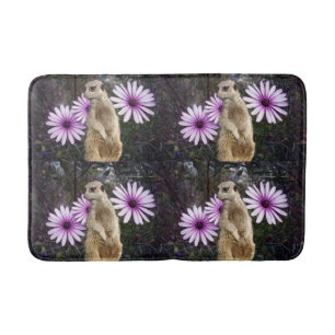Meerkat And Purple Daisies, Bath Mat