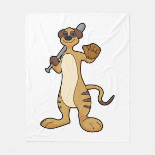 Meerkat as Baseball player with Baseball bat Fleece Blanket