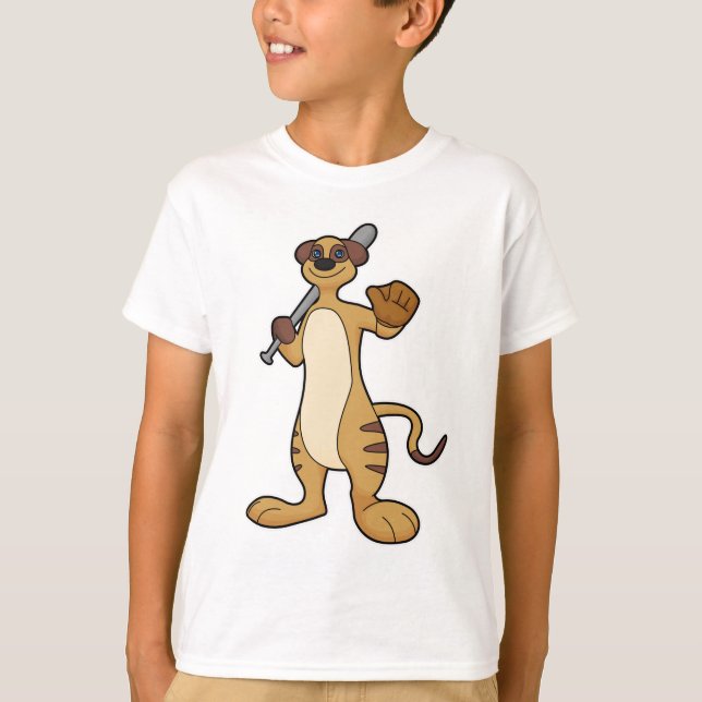 Meerkat as Baseball player with Baseball bat T-Shirt (Front)