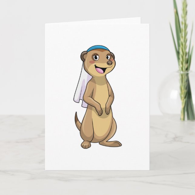 Meerkat as Bride with Veil Card (Front)