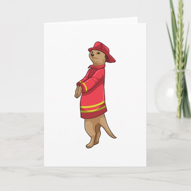 Meerkat as Firefighter with Helmet Card (Front)