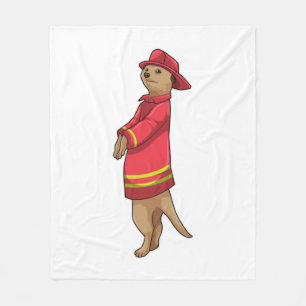 Meerkat as Firefighter with Helmet Fleece Blanket