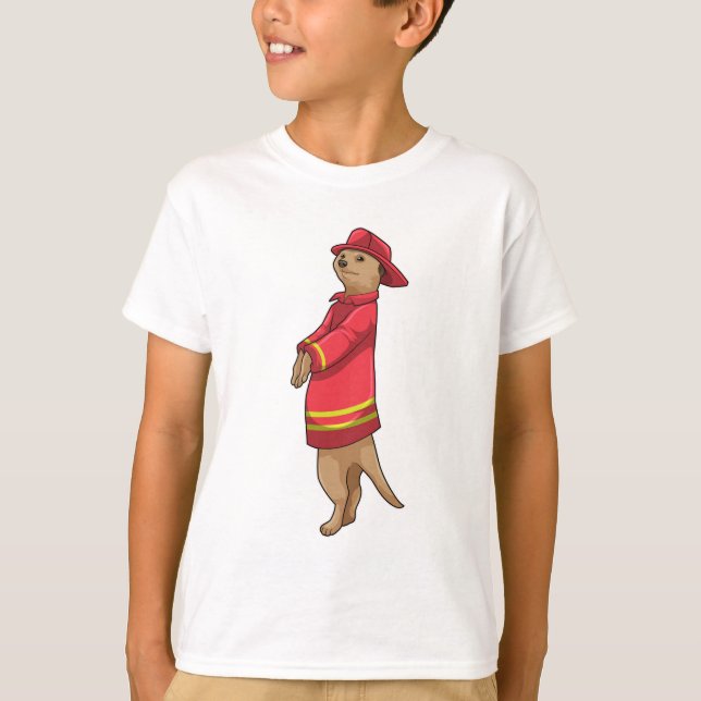 Meerkat as Firefighter with Helmet T-Shirt (Front)