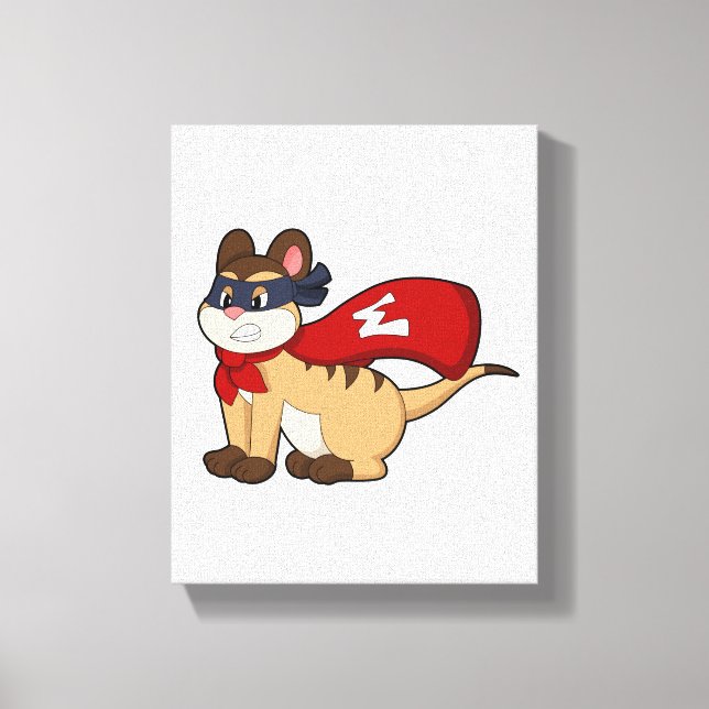 Meerkat as Hero with Mask Canvas Print (Front)