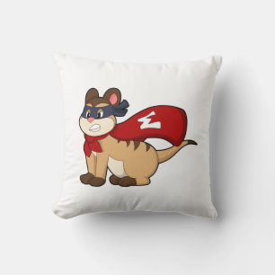 Meerkat as Hero with Mask Throw Pillow