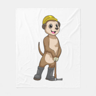 Meerkat as Miner with Pickaxe Fleece Blanket