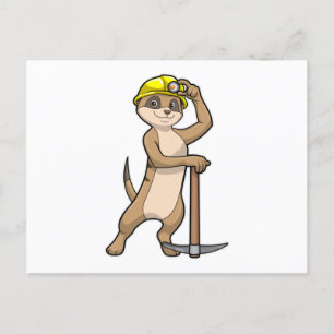 Meerkat as Miner with Pickaxe Postcard
