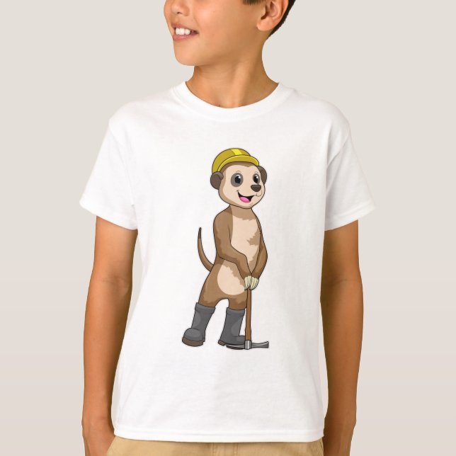 Meerkat as Miner with Pickaxe T-Shirt (Front)