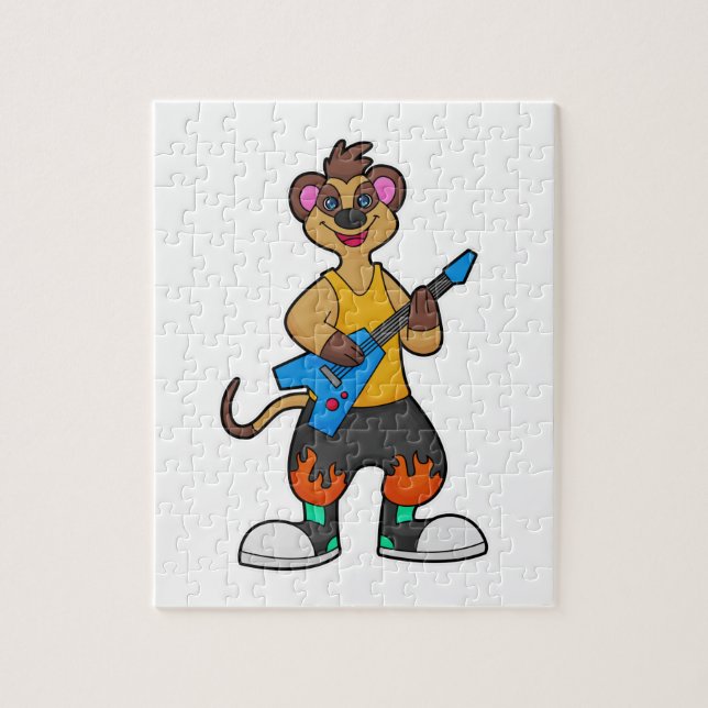 Meerkat as Musician with Guitar Jigsaw Puzzle (Vertical)