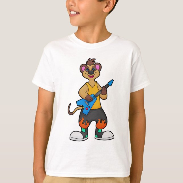 Meerkat as Musician with Guitar T-Shirt (Front)