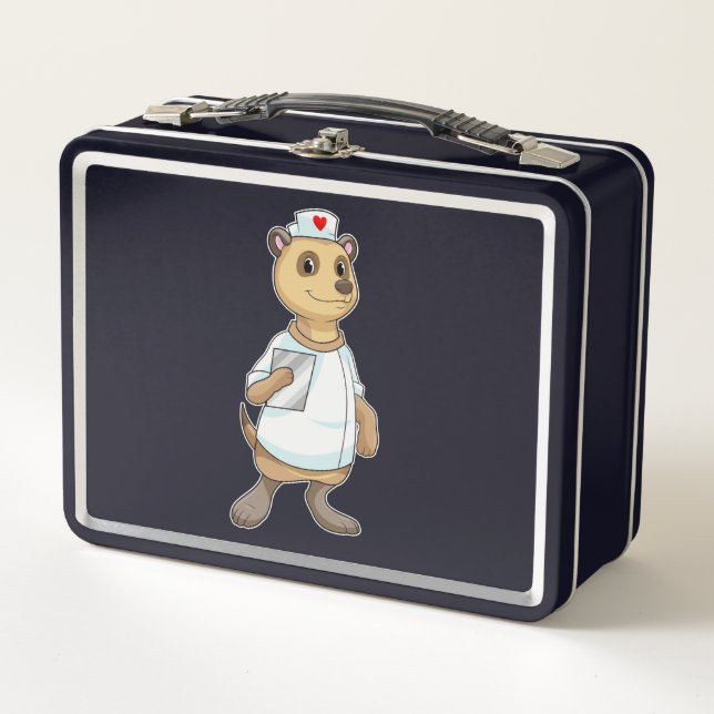 Meerkat as Nurse with Heart Metal Lunch Box (Front)