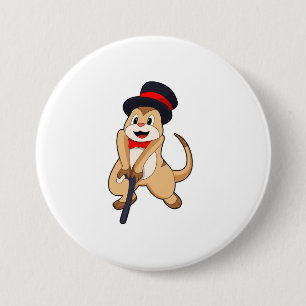 Meerkat as Pensioner with Walking stick 3 Inch Round Button