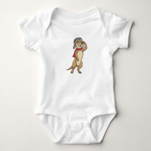 Meerkat as Pilot with Pilot hat Baby Bodysuit