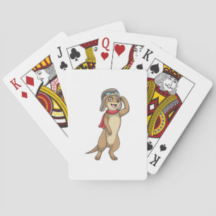 Meerkat as Pilot with Pilot hat Playing Cards