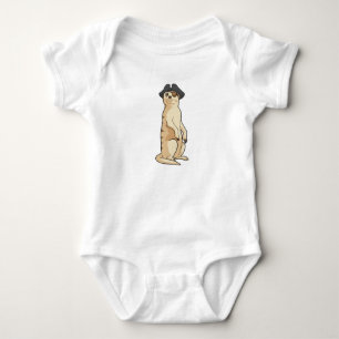 Meerkat as Pirate with Pirate hat Baby Bodysuit