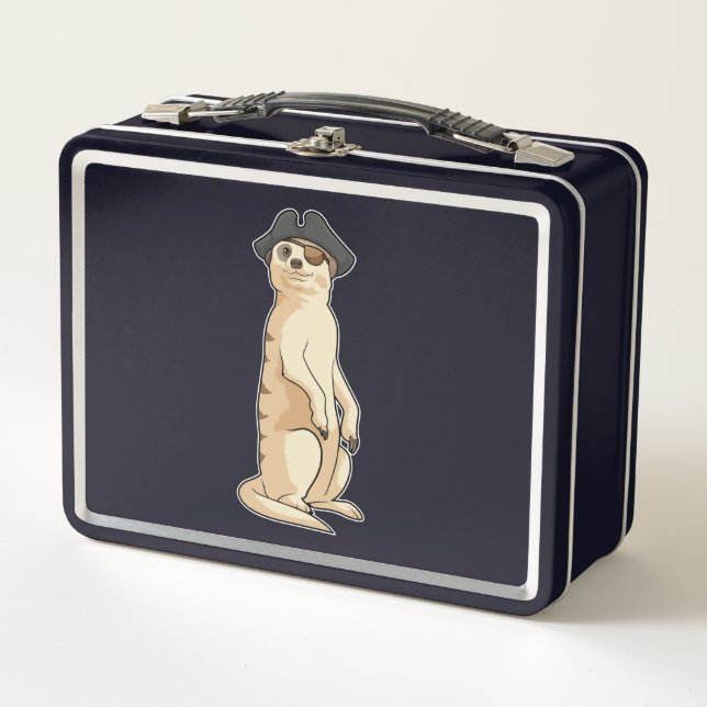 Meerkat as Pirate with Pirate hat Metal Lunch Box (Front)