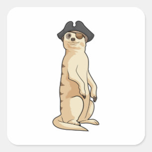 Meerkat as Pirate with Pirate hat Square Sticker