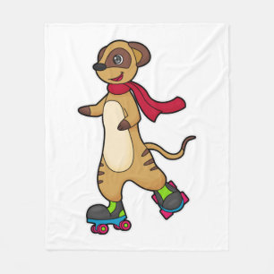 Meerkat as Skater with Roller skates Fleece Blanket
