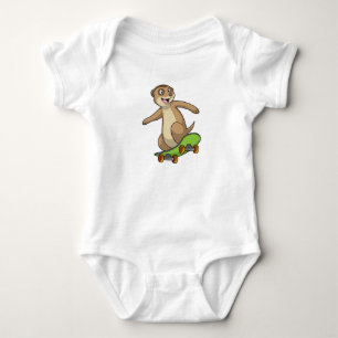 Meerkat as Skater with Skateboard Baby Bodysuit