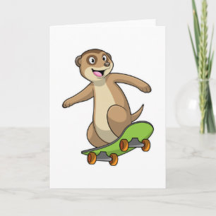 Meerkat as Skater with Skateboard Card