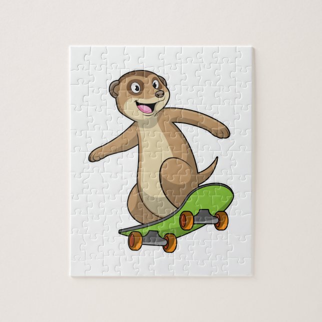 Meerkat as Skater with Skateboard Jigsaw Puzzle (Vertical)