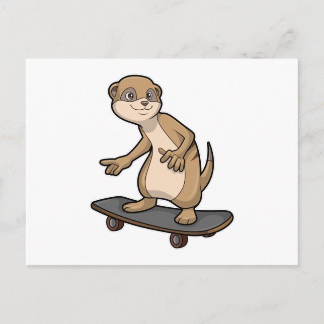 Meerkat as Skater with Skateboard Postcard (Front)