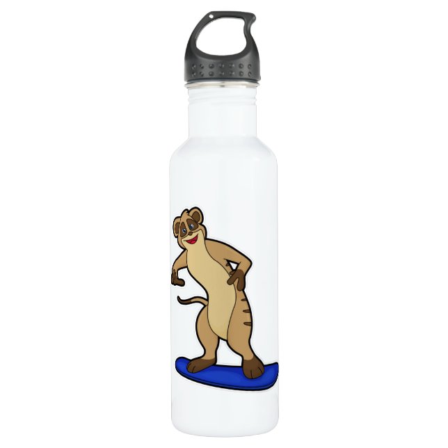Meerkat as Snowboarder with Snowboard 710 Ml Water Bottle (Front)
