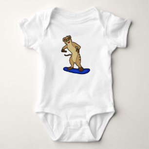 Meerkat as Snowboarder with Snowboard Baby Bodysuit