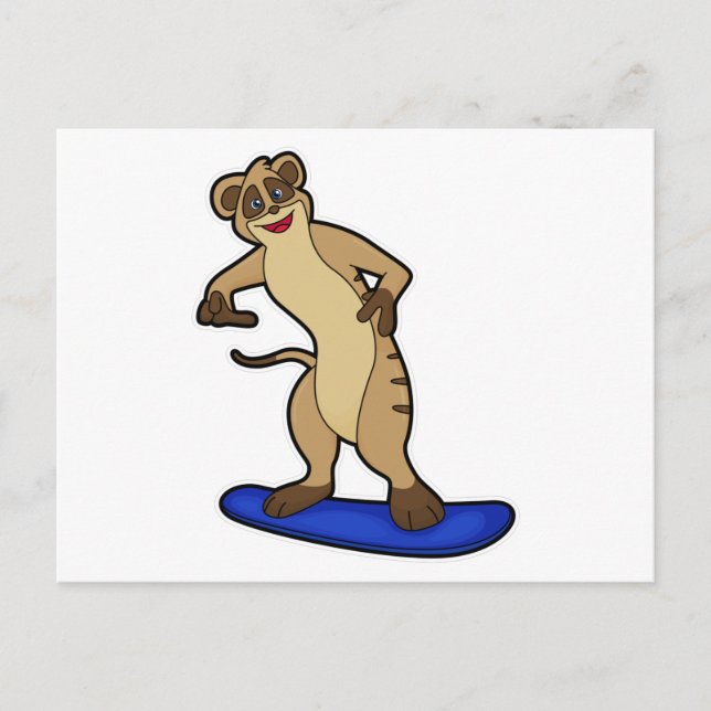 Meerkat as Snowboarder with Snowboard Postcard (Front)