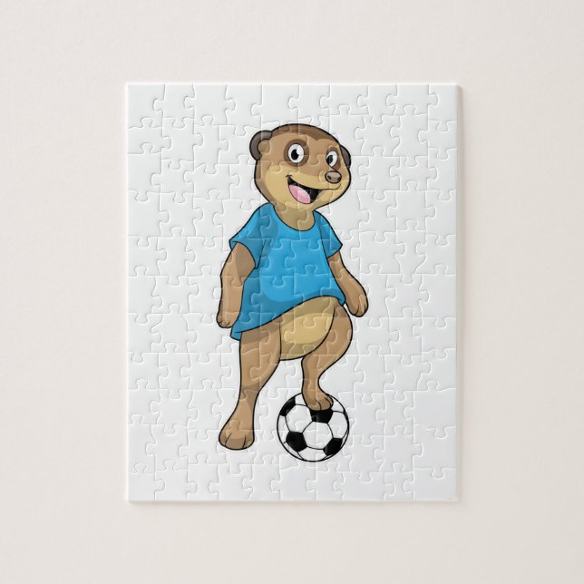Meerkat as Soccer player with Soccer Jigsaw Puzzle (Vertical)