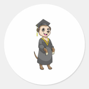 Meerkat as Student with Diploma Classic Round Sticker