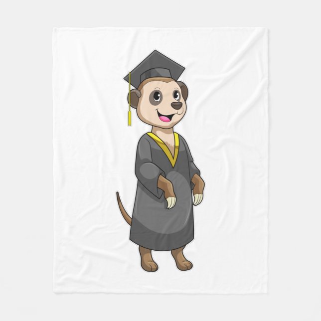 Meerkat as Student with Diploma Fleece Blanket (Front)
