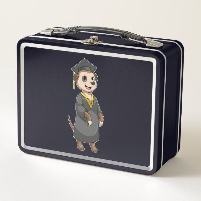 Meerkat as Student with Diploma Metal Lunch Box (Front)