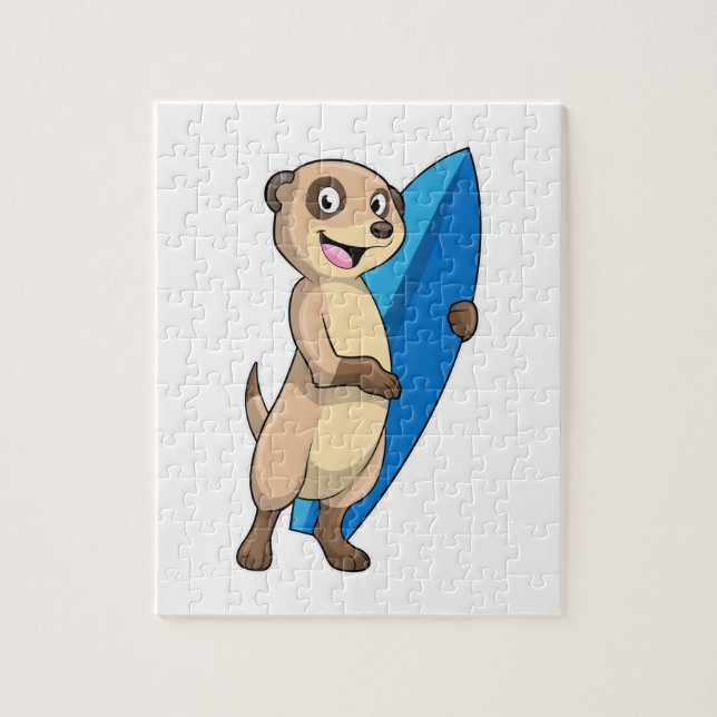 Meerkat as Surfer with Surfboard Jigsaw Puzzle (Vertical)