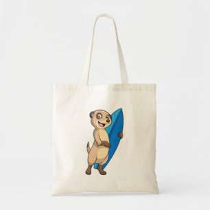 Meerkat as Surfer with Surfboard Tote Bag
