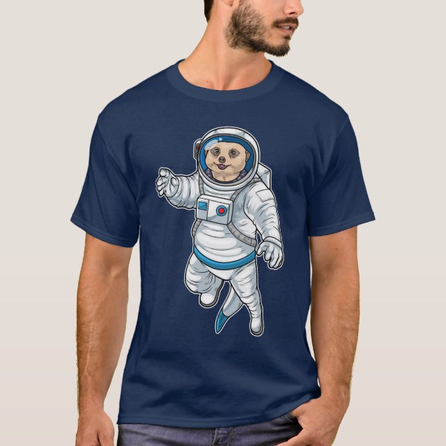 Meerkat Astronaut Space T-Shirt (Front)