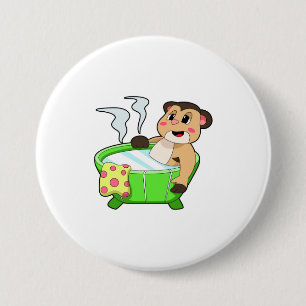 Meerkat at Bathing in Bathtub 3 Inch Round Button