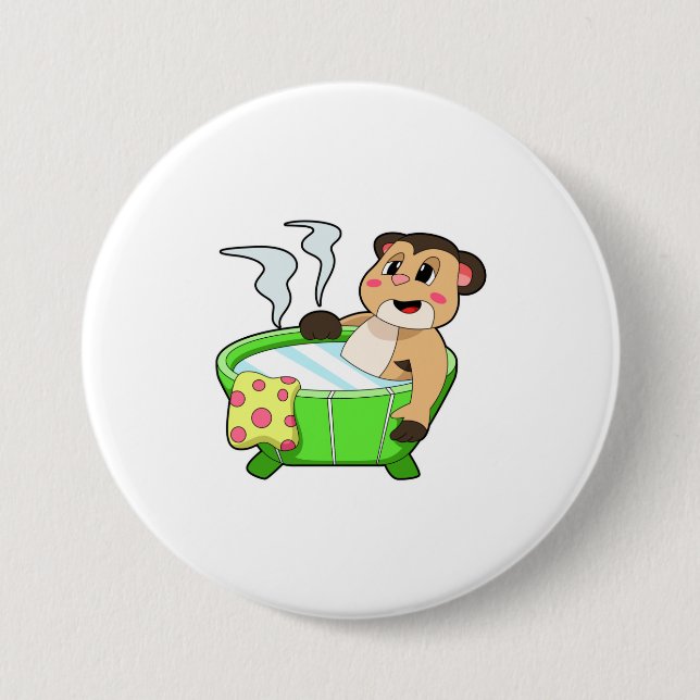 Meerkat at Bathing in Bathtub 3 Inch Round Button (Front)