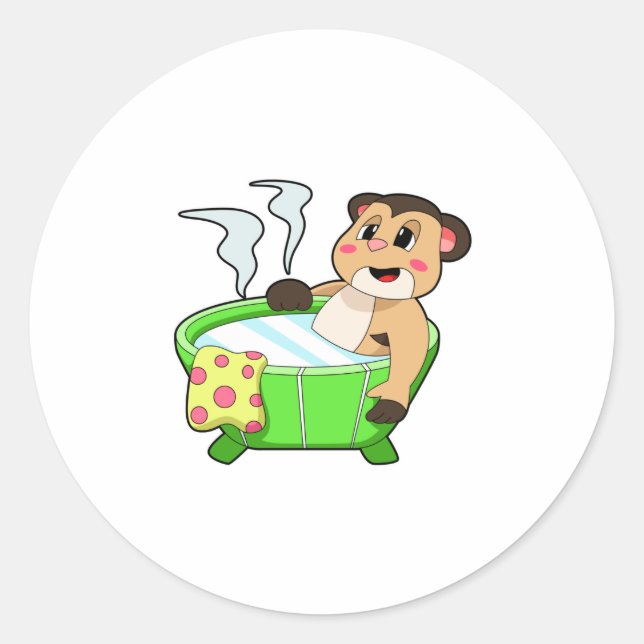 Meerkat at Bathing in Bathtub Classic Round Sticker (Front)